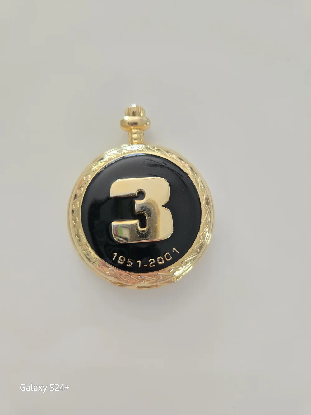 Dale Earnhardt Gold-Tone Commemorative Black Enamel Pocket Watch